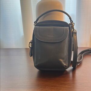 Dark Leather Mini Crossbody Bag